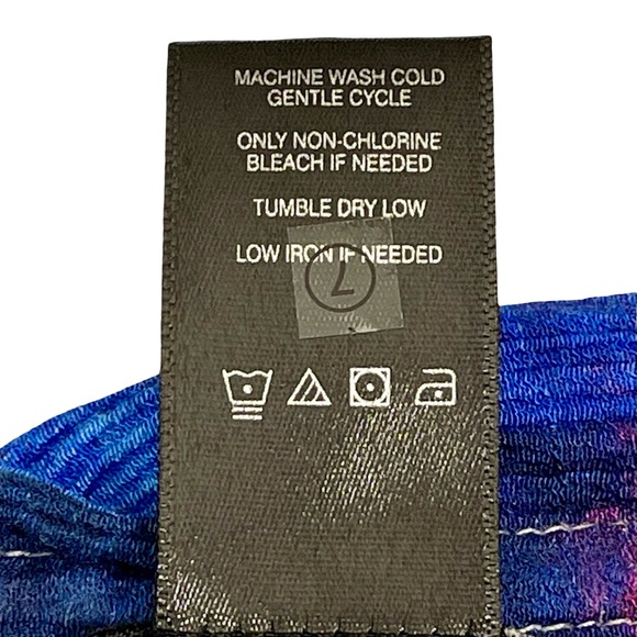 Ali Mikes Multi-colored Bell Sleeve Wire Point Collar Abstract Blouse Sz L - Picture 9 of 9